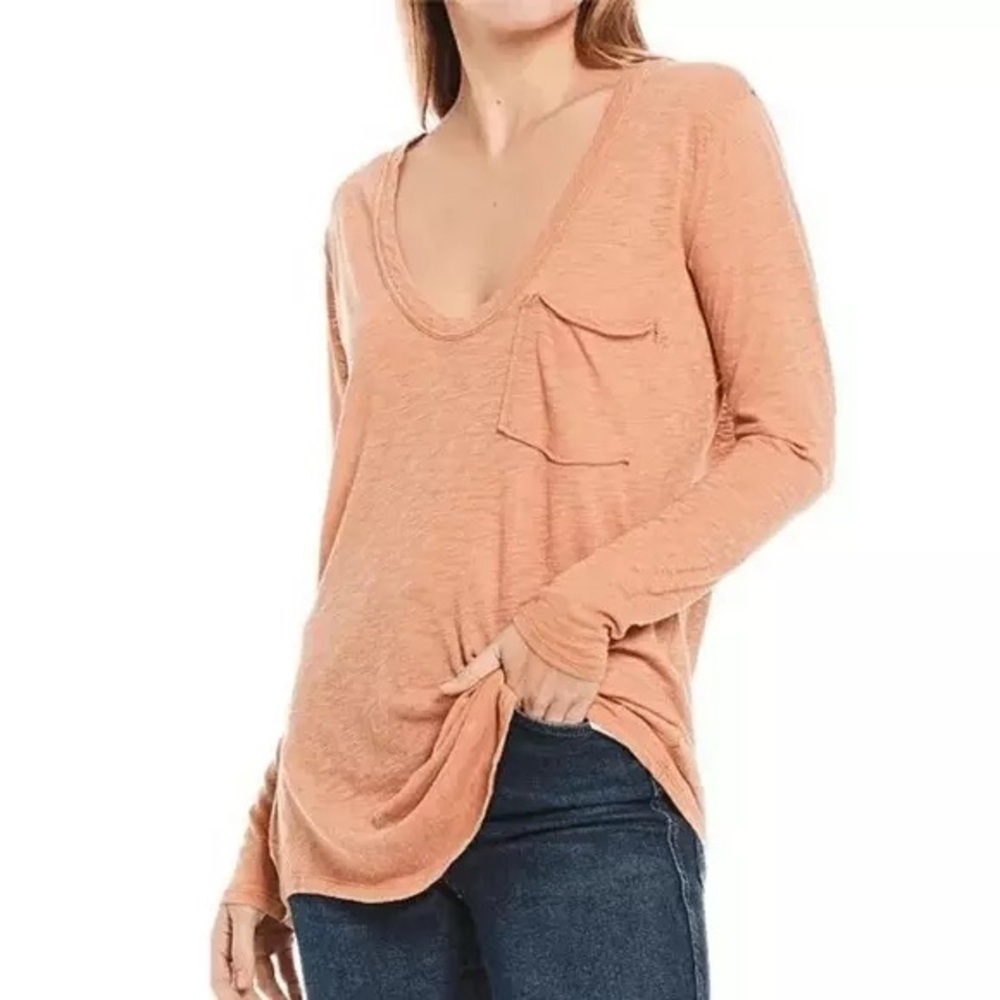 We the Free Betty Pink Long Sleeve Pocket Tee Size XS